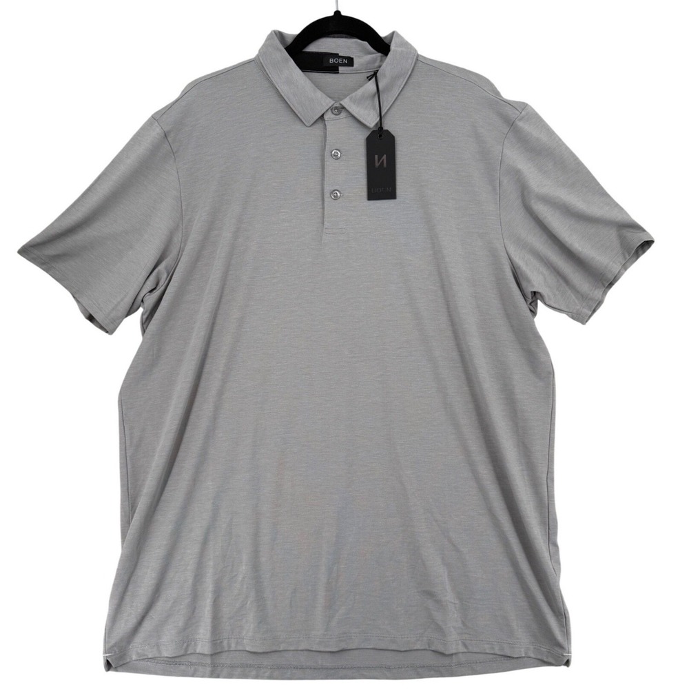 Boen NL Core Polo Mens XL Heather Light Grey Stretch Performance Quiet Luxury